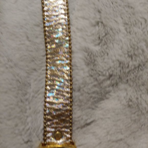Belts by Simon silver metallic leather large belt with gold hardware main image 5